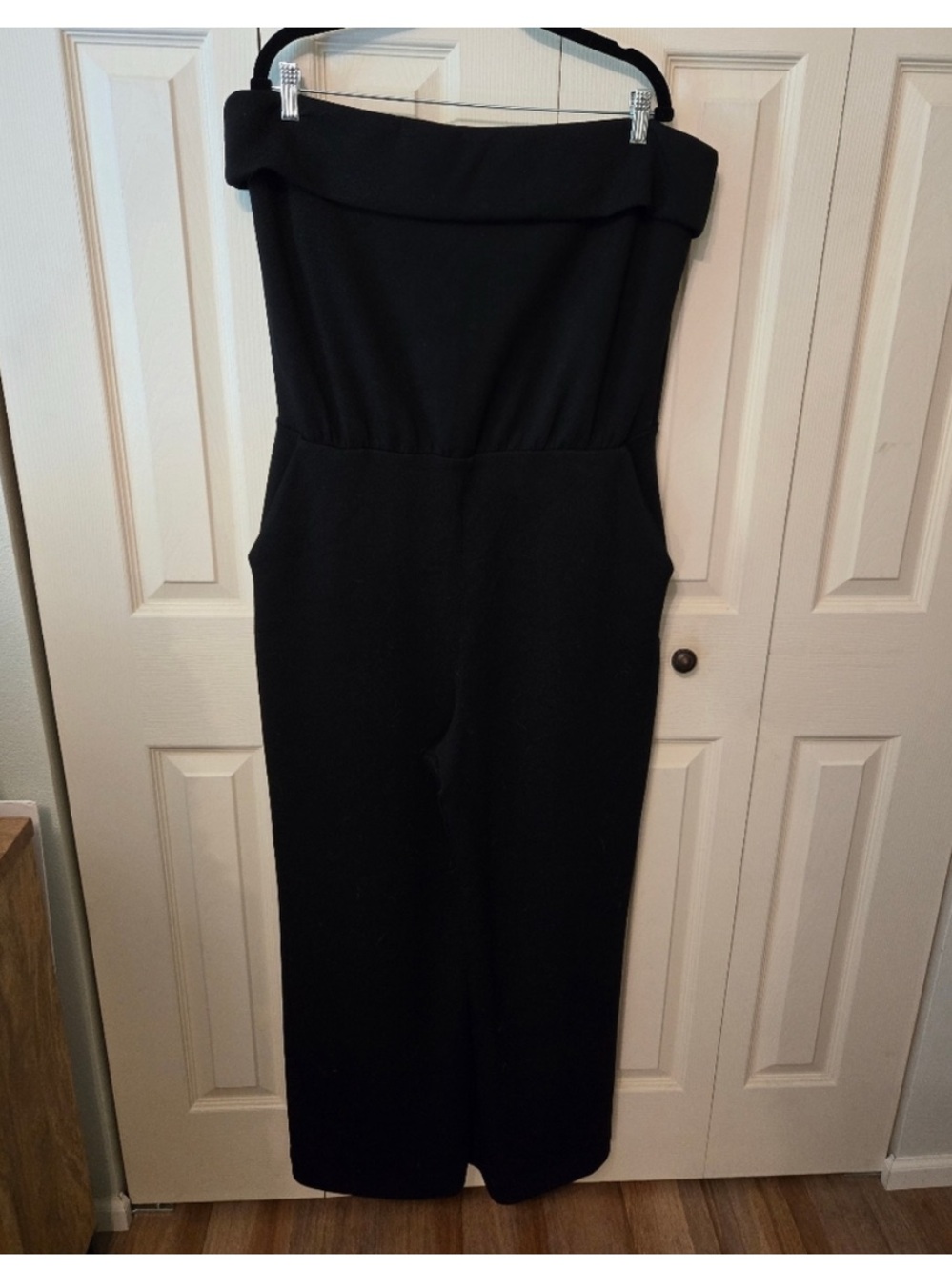 SPANX Black Strapless Wide-Leg Jumpsuit